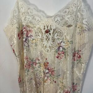 Expressions Lace Floral Robe and Slip Gown - Cream and Purple